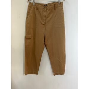 Talbots Supersoft Cargo Pant Women's 10 Brown Linen Blend Cropped High Rise